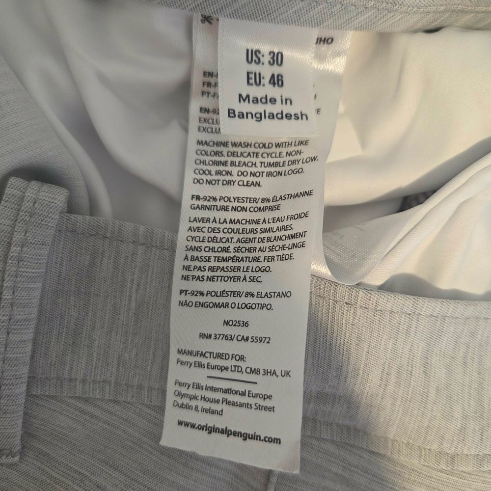 Original Penguin Men Slim Fit Stretch Golf Shorts Grey 8 Inch Inseam Size 30 NWT - Picture 8 of 12